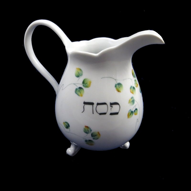 Personalized Hand Painted Porcelain  Pitcher for Passover-cocktail pitcher, pitcher, hand painted pitcher, drinks, cocktails, personalized pitcher, bar acessories, wedding gifts, anniversary gift, bridal gift, birthday gift, cocktail party, dinnerware. porcelain, Passover, Pesach, Passover pitcher, Pesach pitcher