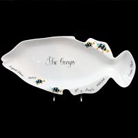 Personalized Judaica Fish Platter-personalized gifts, porcelain, fish platter, judaica, judaica gifts, holiday gifts, hand painted, fish plate, serving dish
