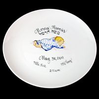 Personalized Judaica Baby Plate-baby gift, plate, baby plate, judaica, jewish gifts, personalized plate, hand painted, porcelain